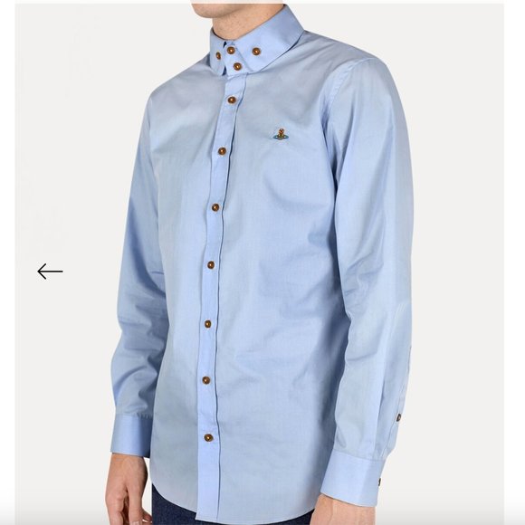 Viviene Westwood Two Button Krall 100% Cotton Blue Chambray Dress Shirt Medium